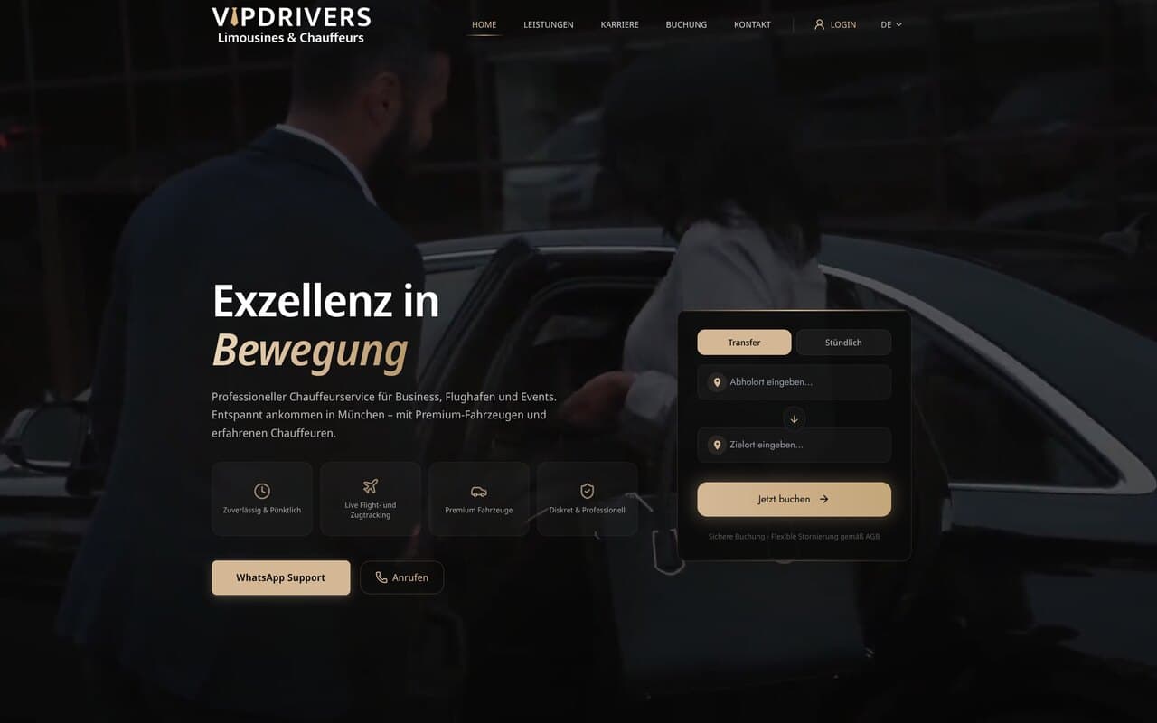 VIP Driver's – broneerimisplatvorm – webapp